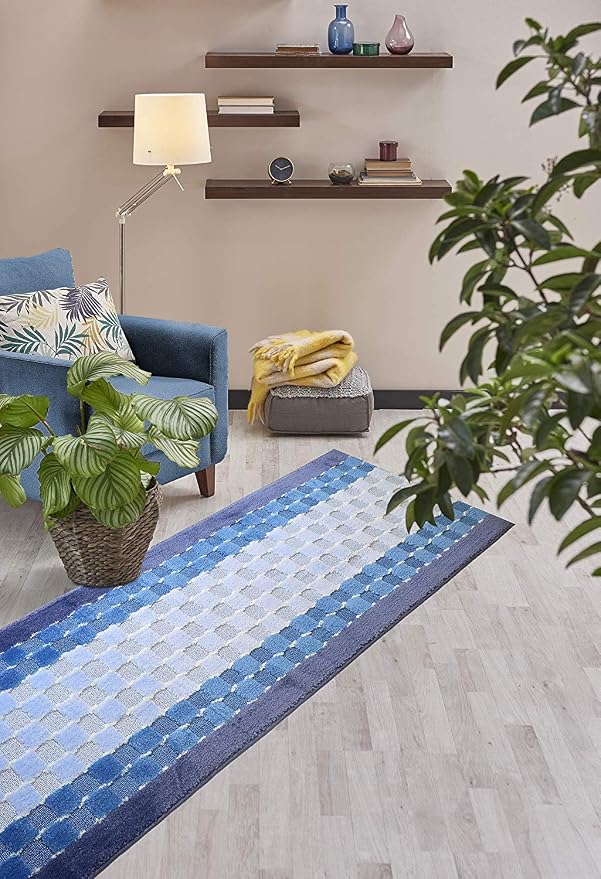 29 Ft Blue Extra Long Hallway Runner Rug, Custom Size, Non Slip Washable | - Image 4