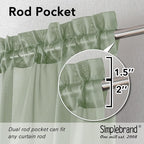 Simplebrand Sage Tier Curtains for Kitchen 24 Inches Long 2 PaSet, Rod Pocket - Image 2