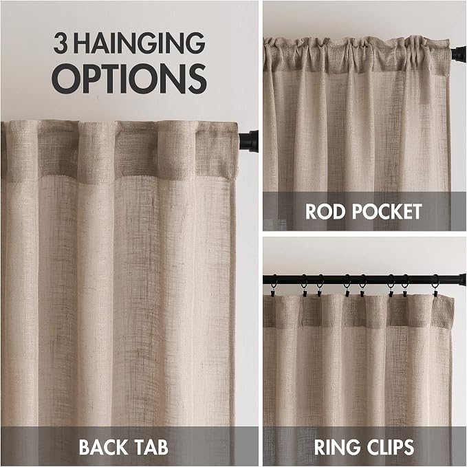 MIULEE Taupe Linen Curtains 52x96 Inch - Image 3