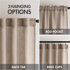 MIULEE Taupe Linen Curtains 37x90 Inch Long 2 Panel - Image 3