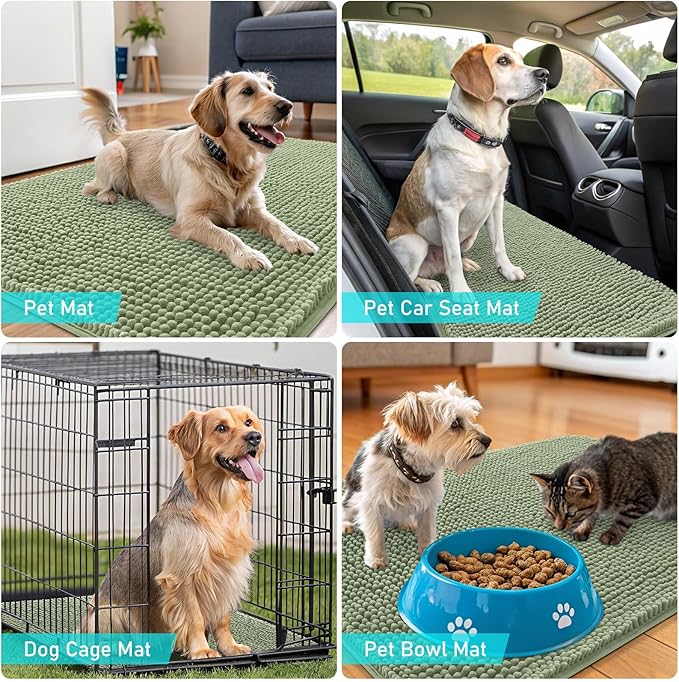 OLANLY Dog Door Mat for Muddy Paws 32x20, Super Absorbent Chenille Mud Mat | - Image 7