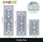 HEBE Boho Kitchen Rugs Set of 3, Non Slip Washable Kitchen Mats - Image 2