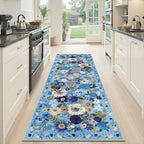 Blue Floral Hallway Runner Rug 2x6 - Image 6
