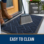 OLANLY Front Door Mat Outside 59x34, All-Season Absorbent Rubber Doormat | Blue - Image 6