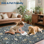 GarveeHome Washable Area Rug 6x9, Soft Vintage Floral Bedroom Rug Non Slip Low - Image 7
