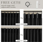 Black Pinch Pleated Linen Semi Sheer 96 Inch Curtains 2 Panels | Light Filtering - Image 5