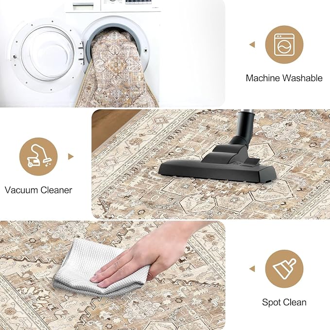 Yamaziot Washable Runner Rug, 2x10 Non-Slip Boho Hallway Kitchen Rug | Stain - Image 6
