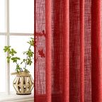 MIULEE Red Linen Curtains 52x108 Inch Long - Image 5