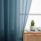 Simplebrand Dusty Blue Sheer Curtains 72 Inches Long 2 Panels - Image 3