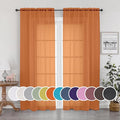 Sheer Orange Curtains, Sheer Curtains 84 inch Length 2 Panels Set, Rod Pocket by OWENIE