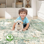 LOONGRUG 5x8 Area Rug Washable Neutral Modern Living Room Rugs Green | Abstract - Image 7