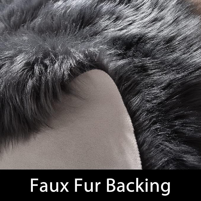 Latepis Dark Gray 2x5 Rug Runner Shaggy Machine Washable Faux Fur Rug Fluffy - Image 3