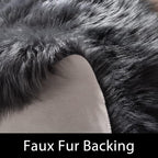 Latepis Dark Grey Round Rugs 5ft Faux Sheepskin Fur Rug - Image 3