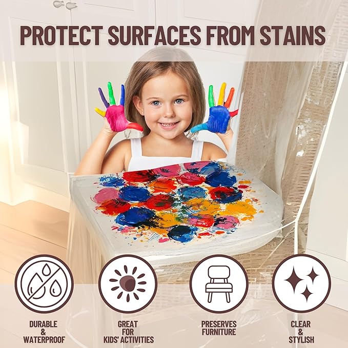 Evelots 8-Pack Clear PVC Dining Chair Covers, Spill-Resistant Protectors | - Image 2