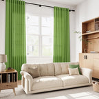 Lime Green Linen Blend Light Filtering Back Tab Curtains 102 Inches Long - Image 7