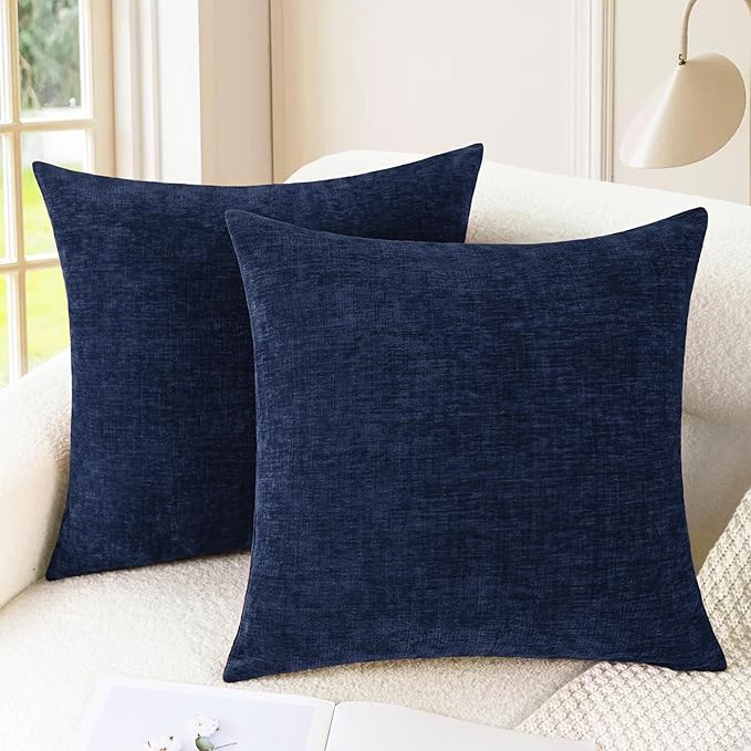 CaliTime Decorative Couch Throw Pillow Covers 22 X 22 Inches Navy Blue | Pack by CaliTime