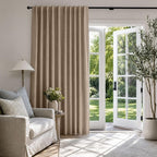 Linen Textured Blackout Sliding Door Curtains 96 Inches Long, Copper Brown | - Image 5