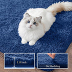 Area Rug Living Room Bedroom: 4x6 Fluffy Plush Shag Carpet Blue | - Image 5