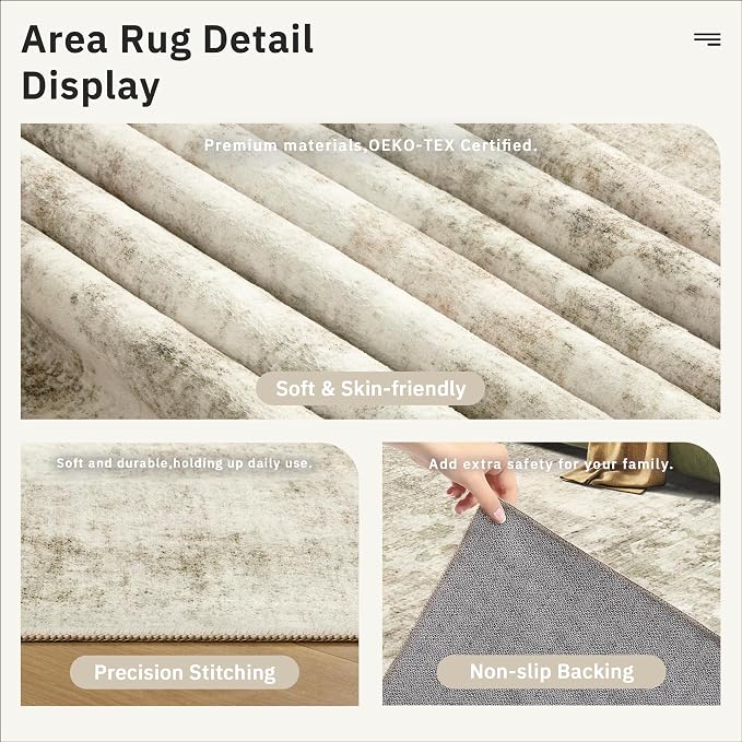 Soalmost Abstract Runner Rug 2x12 Hallway Kitchen Runners Beige/Gray | Vintage - Image 6