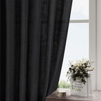 Black Extra Long Curtain 130 inches Long 2 Panels Set - Image 2