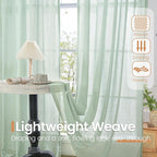 BGment Sage Green Linen Curtains 40 Inch Length - Image 4