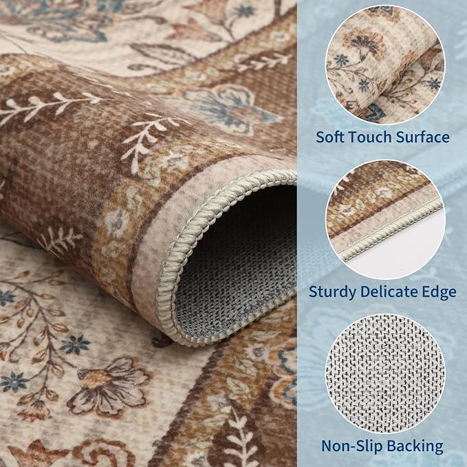 GarveeHome Small Brown Entryway Rug 2x3 Washable Front Door Rug Doormat | Low - Image 5