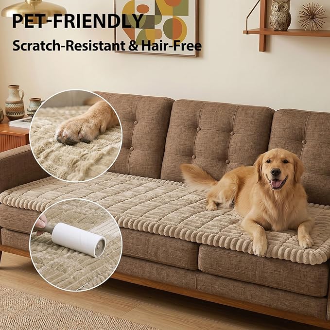Fixwal Waterproof Flannel Dog Couch Cover, 27.6" x 82.7", Coffee | Integrated - Image 4