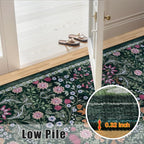 PLHXFR 8x10 Area Rug Living Room: Floral Washable Boho Carpet Dark Green | - Image 8