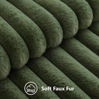 decorUhome Fall Faux Fur Throw Pillow Covers 24x24 Set of 2 Olive Green | - Image 7