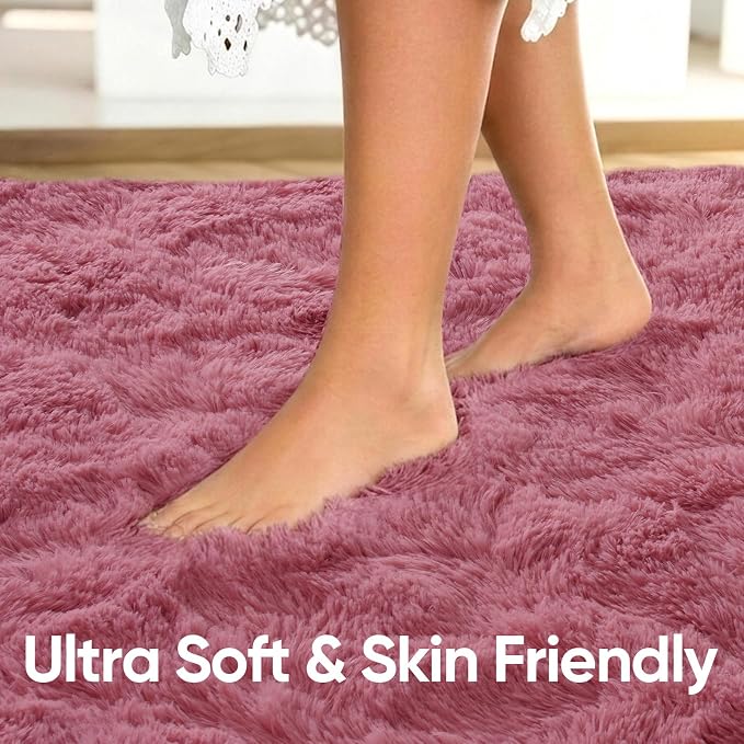 3x5 Blush Fluffy Soft Area Rug Non-Slip - Image 5