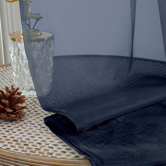 Chyhomenyc Navy Blue Sheer Curtains 84 Inches Long 2 Panels, Light Filtering - Image 7