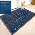 OLANLY Front Door Mat Outside 59x34, All-Season Absorbent Rubber Doormat | Blue - Image 2