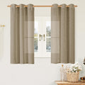 Linen Semi Sheer Curtains 54 Inches Long 2 Panels Set, Bronze Grommet Boho by LAMIT