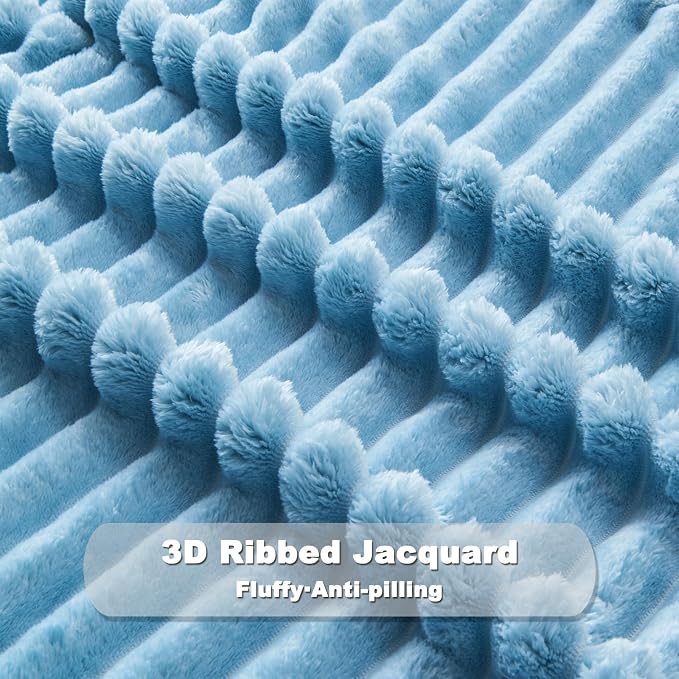NEWCOSPLAY Fleece Ribbed Cozy Queen Blanket - Image 5