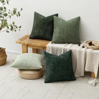 MIULEE Decorative Chenille Euro Pillow Covers Forest Green 22x22 Pack of 4 | - Image 4
