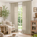 BGment 96 Inches Long Camel Linen Curtains - Image 2
