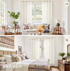 YoungsTex Ivory Linen Semi Sheer Curtains 52X68 Inch Length 2 Panels | Light - Image 2