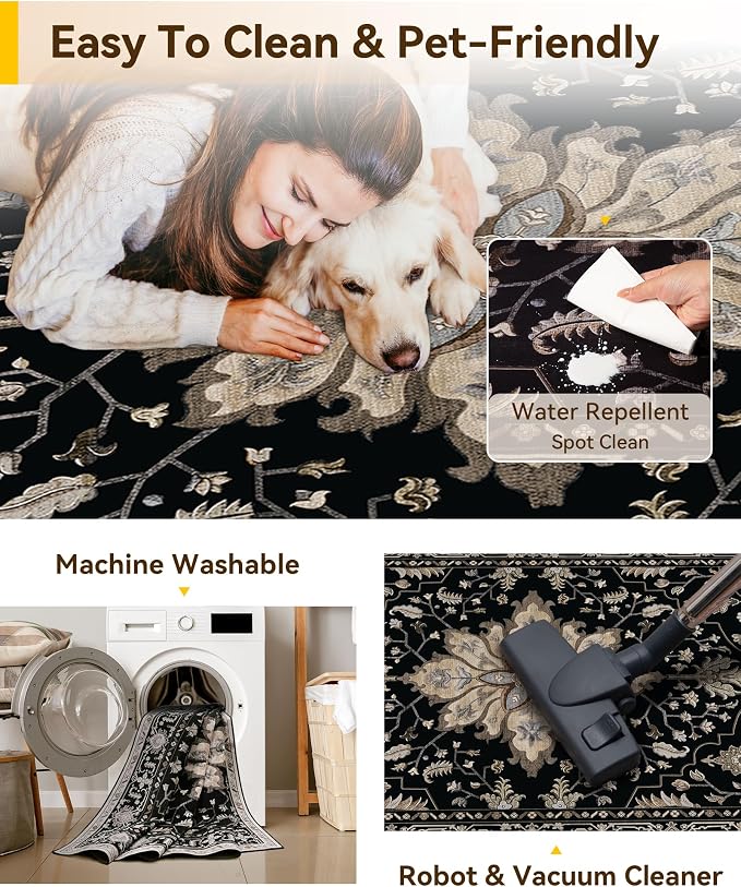 RELEANY Washable Area Rug, Square 10'x10', Water Repellent, Pet Friendly - Image 3