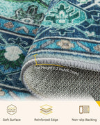 RELEANY Washable Area Rug, Round 5ft, Teal | Non-Slip, Water Repellent - Image 3