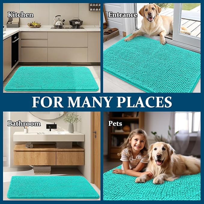 OLANLY Dog Door Mat for Muddy Paws 40x24, Super Absorbent Chenille Mud Mat | - Image 8