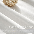 Topfinel Snow White 100% Blackout Linen Bedroom Curtains 90 Inch Length Back - Image 2