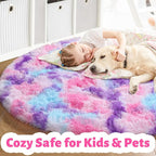Amdrebio Pink Blue Purple Fluffy Area Rug 5Ft - Image 2