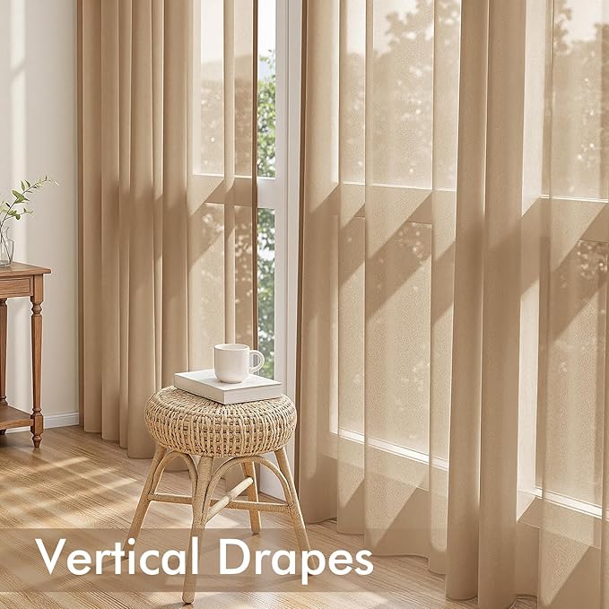 MIULEE Brown Sheer Curtains 90 Inches Long 4 Panels 42 x 90 Inches | Light - Image 5