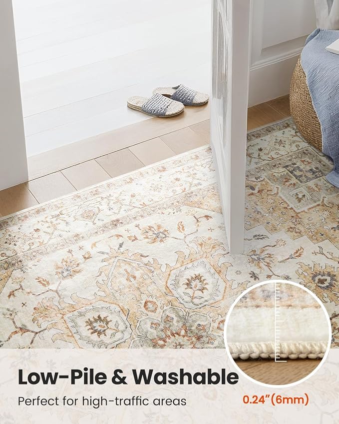AMADA HOMEFURNISHING Round 4ft Area Rugs, Low-Profile Washable Rug - Image 8
