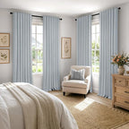 MIULEE 100% Blackout Linen Curtains 42 x 72 Inch Chambray Blue 2 Panels | - Image 8