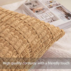 Aegero Pack of 2 Corduroy Decorative Throw Pillow Covers 16x16 Inch, Coffee | - Image 2