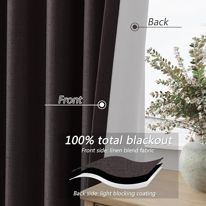 100% Blackout Curtains 84 Inch Length 2 Panels Set - Image 4