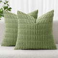 MIULEE Corduroy Decorative Throw Pillow Covers 18x18 Sage Green Pack of 2 | by MIULEE