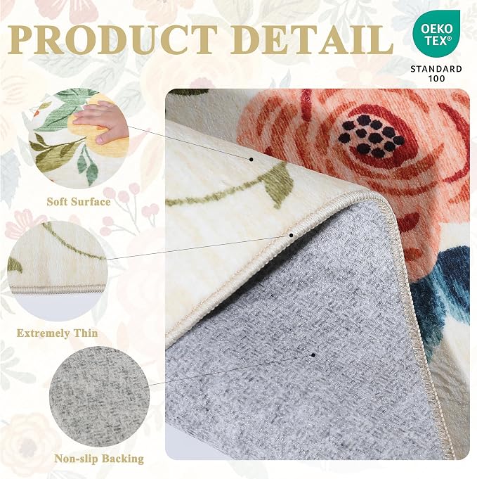 DUKINO 2x12 Washable Runner Rug, Non Slip Long Kitchen Rugs, Low Pile, Soft - Image 5