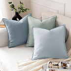 MIULEE Decorative Linen Pillow Covers 20x20 Inch Light Blue | Boho Farmhouse​ - Image 4